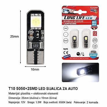 KMT T10 auto LED lampa 2SMD belo svetlo Opis: - T10 LED sijalica sa 2
