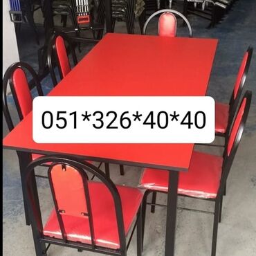 Masa və oturacaq dəstləri: Qonaq otağı üçün, Yeni, Açılan, Dördbucaq masa, 6 stul — 18