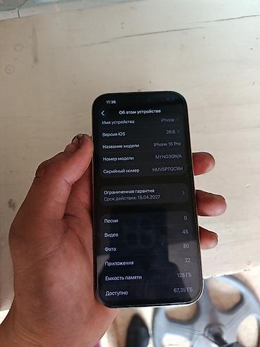 z fold: IPhone 16 Pro, 128 ГБ, цвет светло‑серый/серебристый. Характеристики — 2
