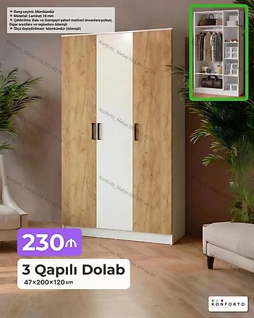 Ev və bağ: 3 qapılı paltar dolabı - Ölçü: 47 × 200 × 120 sm - Material: 18 mm — 1