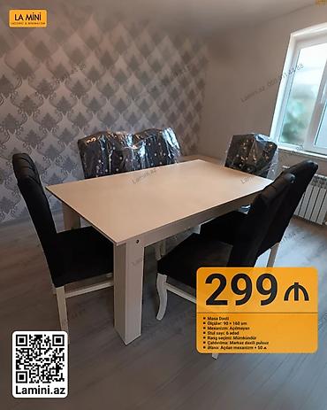 Mebel: Masa dəsti – La Mini - Tərkib: 1 ədəd masa + 6 ədəd stul - Ölçülər — 1