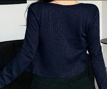 ucuz crop: Qadınlar üçün 2 hissəli trikotaj dəst. - Rəng: tünd lacivərt (navy) — 3