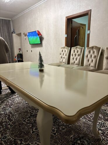 Masa və oturacaq dəstləri: Yemək otağı dəsti – masa və stullar - Klassik üslubda yemək masası — 9