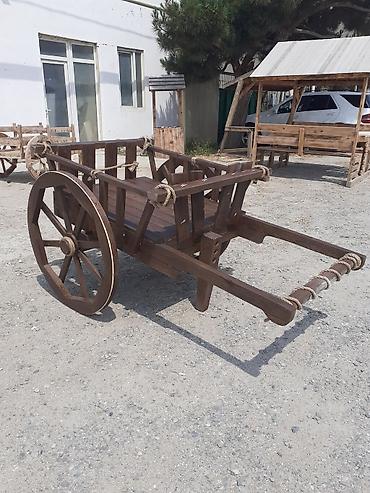 Bağ, çöl mebeli: Taxta dekorativ araba (iki təkərli) - Material: tam ağacdan — 4