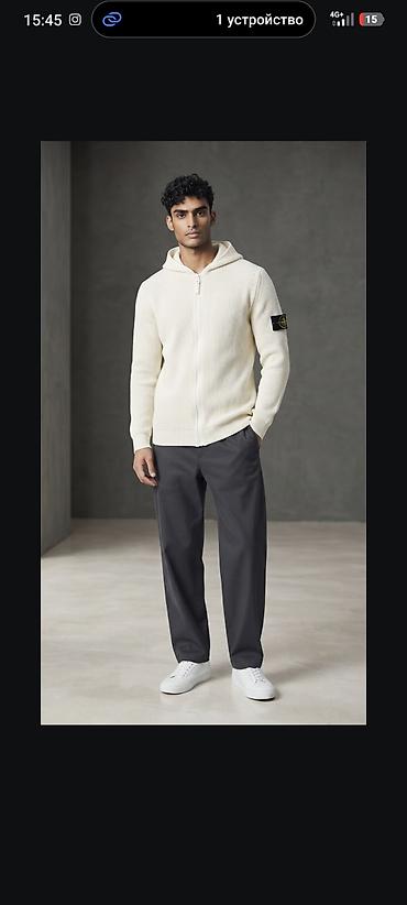 меховые воротники: Stone Island — мужские худи с капюшоном - Модель с фирменным — 2