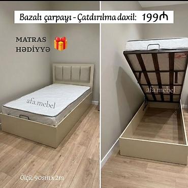 turhan matras: Bazalı tək çarpayı – matras hədiyyə. - Ölçü: 90 sm x 200 sm - — 1