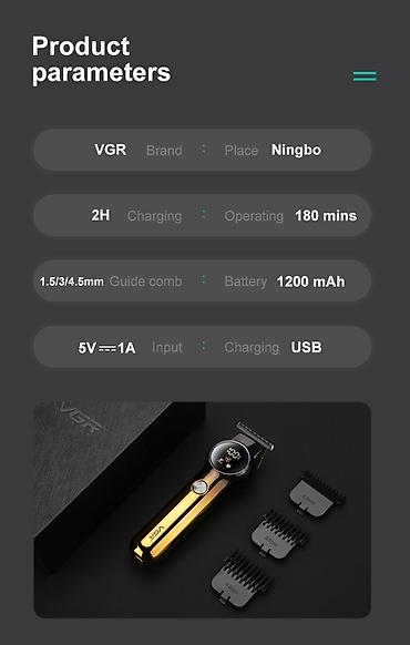 Бытовая техника: Trimmer VGR 989 - 2 Sürətli - 7000RPM / 1200MAH -180 Dəqiqə / — 7