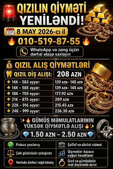 gumuş təsbeh: Qızıl və gümüş məmulatlarının alışı — qiymətlər yeniləndi (8 may 2026) — 1