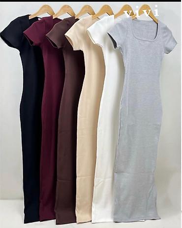 boho haljine bele: ❤️Ribana maxi haljina s kratkim rukavima i četvrtastim izrezom. ✅ — 5