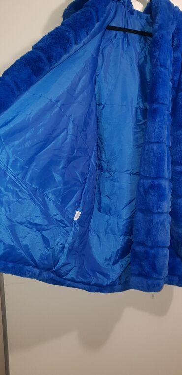 Krzneni kaputi: 3XL, Sa postavom, Veštačko krzno, bоја - Svetloplava — 4