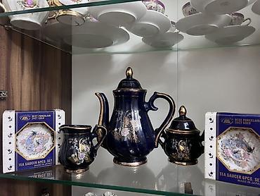 çay servizi: Çay dəsti, rəng - Göy, Farfor, Yaponiya — 1