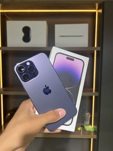 айфон алам: IPhone 14 Pro Max, Б/у, 256 ГБ, Deep Purple, Защитное стекло, Чехол, Коробка, В рассрочку, 89 %