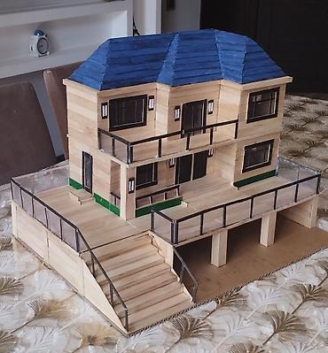 ucuz bowqablar: Dondurma çubuqlarından hazırlanmış əl işi maket ev — 3