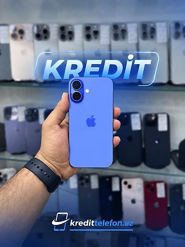 IPhone 16, 128 GB, Göy, Zəmanət, Kredit, Simsiz şarj