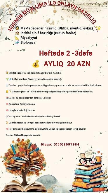 Услуги: Nərmin müəllimə ilə onlayn hazırlıq Tədris istiqamətləri: - — 1