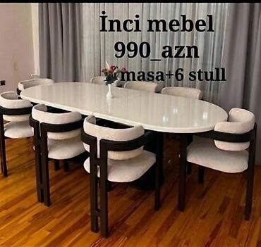 stul gence: Qonaq otağı üçün, Yeni, Açılmayan, Oval masa, 6 stul — 1