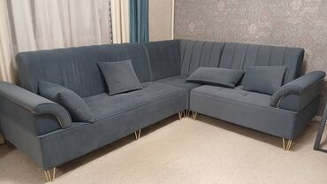 мебель диваны угловые: Бурчтук диван, түсү - Көк, Жаңы