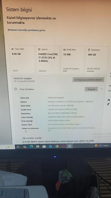 dell komputer: HP Compaq Elite 8300 MT masaüstü kompüter Texniki göstəricilər: - — 2