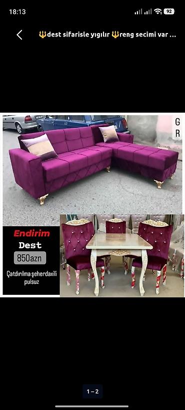 divan masa: Yeni, Künc divan, Qonaq otağı üçün, Açılmayan — 1