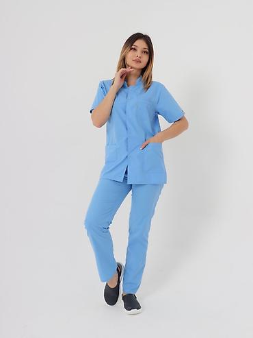 Медицинская одежда: Медицинский костюм "Лондон" -Стойка воротник -На кнопках -Высокое — 4