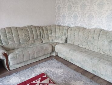 мебель в кара балте: Угловой диван, цвет - Серый, Б/у
