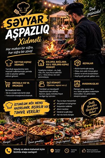 toy gulləri: Səyyar aşpazlıq xidməti – hər məkanda peşəkar süfrə - Səyyar aşpaz — 1