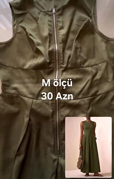 Zeytun-yaşıl rəngdə maxi don - Model: ön hissədə fermuarlı, qolsuz
