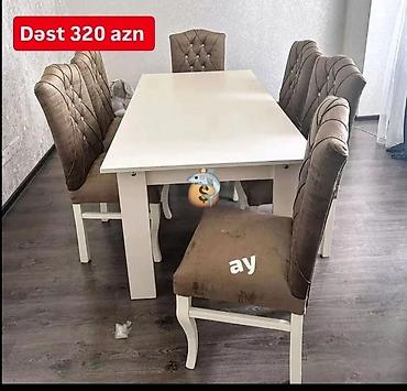 restoran stullari: Mətbəx üçün, Yeni, Açılmayan, Dördbucaq masa, 6 stul — 2