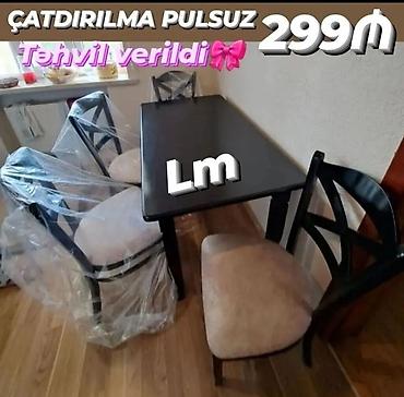 madeyra masa: Mətbəx üçün, Yeni, Açılmayan, Dördbucaq masa, 4 stul — 1