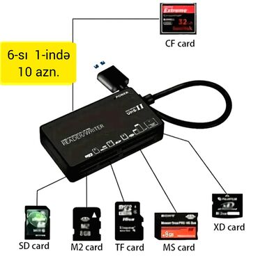 Digər kompüter aksesuarları: 8-i və 7-si 1-ində GENİŞLƏNDİRİCİ USB-lər satılır. • 1 USB — 11
