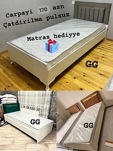 matras satilir: Tək nəfərlik çarpayı - Müasir dizayn: yumşaq başlıq (boz, yaşıl və — 1