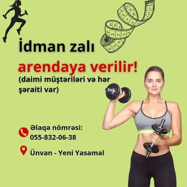 donərxana icarə: Gozellik Merkezinde yaxşı vəziyyətdə olan İdman Zali İcarəyə verilir