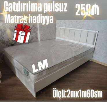 Masa və oturacaq dəstləri: İkinəfərlik çarpayı, Bazasız, Matras ilə, Siyirməsiz