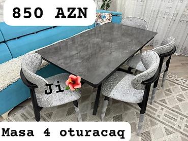 piknik stul: Mətbəx üçün, Yeni, Dördbucaq masa, 4 stul — 1
