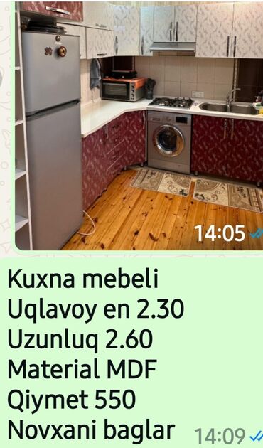 kuxna mebeli kreditle: Metbex mebeli tecili satilir.novxanida yerlewir.mdf material ustu