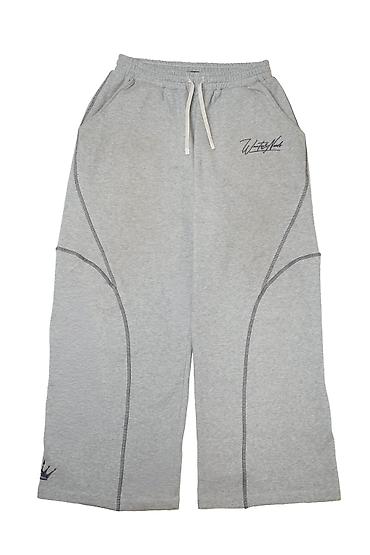 kiwi geyimi: Unisex boz rəngli geniş kəsimli sweatpants - Parça: yumşaq, qalın — 5