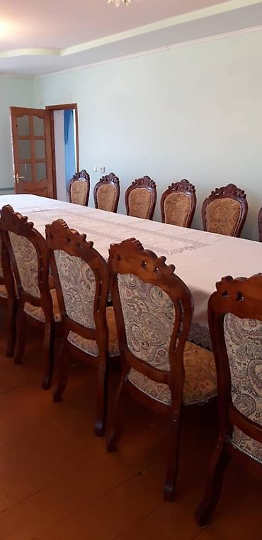 Кухонные столы: Стол длина 5 метр. столду кичирейтсе болот. Стул 20 штук. Материал — 10