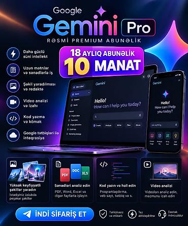 wifi gucləndirici programi: Şəxsi hesaba 18 aylıq Gemini Pro abunəliyi — 1