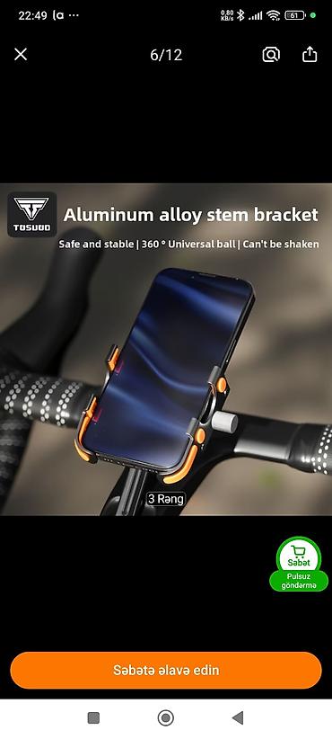 Velosiped aksesuarları: TOSUOD alüminium ərintisindən velosiped üçün telefon tutacağı - — 6