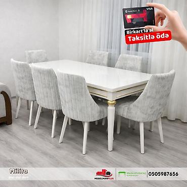 mebelman: Qonaq otağı üçün, Yeni, Açılan, Dördbucaq masa, 6 stul — 3