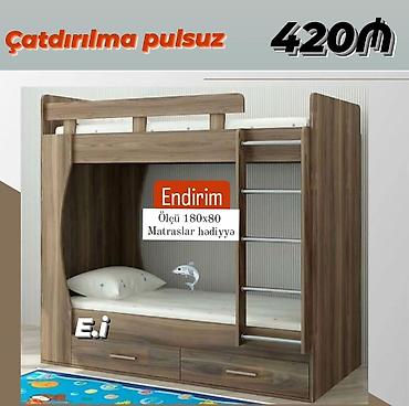 mebel usaq: İki mərtəbəli uşaq çarpayısı - Ölçü: 180x80 - Matraslar hədiyyə - — 1