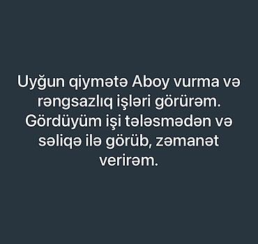 Aboy vurma və rəngsazlıq xidməti - Ucuz və sərfəli qiymətə aboy (divar