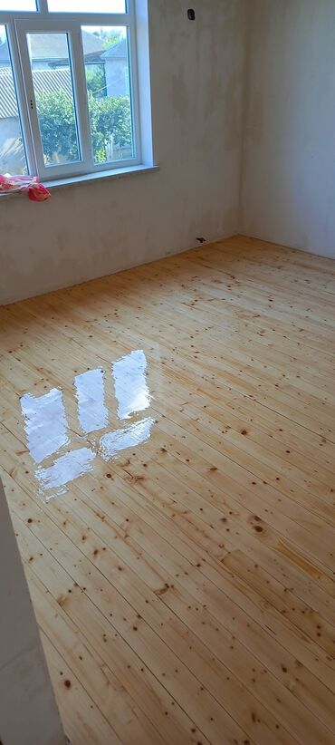 Döşəmə işləri: Pol yonqusu dolğu lak daxil iş mükəmməl olarağ işlənir — 8