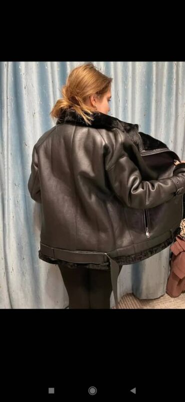 трикотажные туники для полных женщин: Дубленка, Авиатор, Оверсайз, 4XL (EU 48)