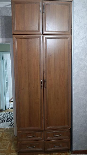 Двухстворчатый шкаф для одежды с антресолью и выдвижными ящиками. -