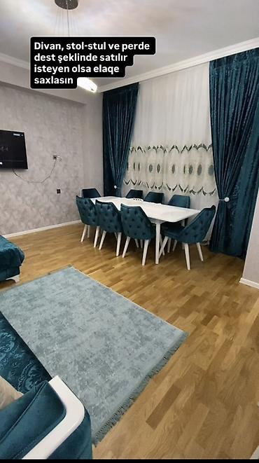 6 stul: Qonaq otağı üçün mebel və pərdə dəsti satılır. Dəstə divan, stol-stul — 4