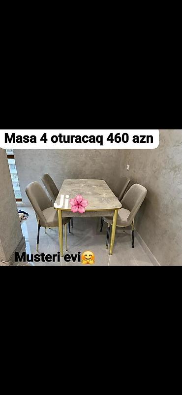 stol ayaqları: 4 oturacaqlı açılıb-böyüyən masa dəsti. Masa qapalı vəziyyətdə 80x130 — 6