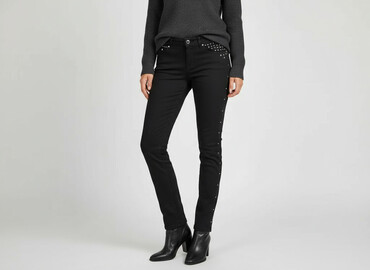 czarne jeansy straight: Jeansy damskie, rozmiar L