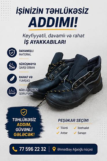 qara botinkalar: Peşəkarlar üçün təhlükəsizlik iş ayaqqabıları 1ci ayaqqabi-30 AZN2ci — 5