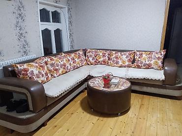 mebel qonaq: Künc divan dəsti - Model: L formalı künc divan və uyğun dairəvi — 3